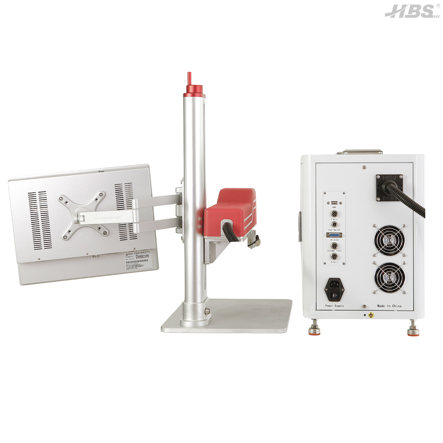 Máquina de marcação a laser de fibra de marcação on-line HBS-GQ-20 com porta de E/S